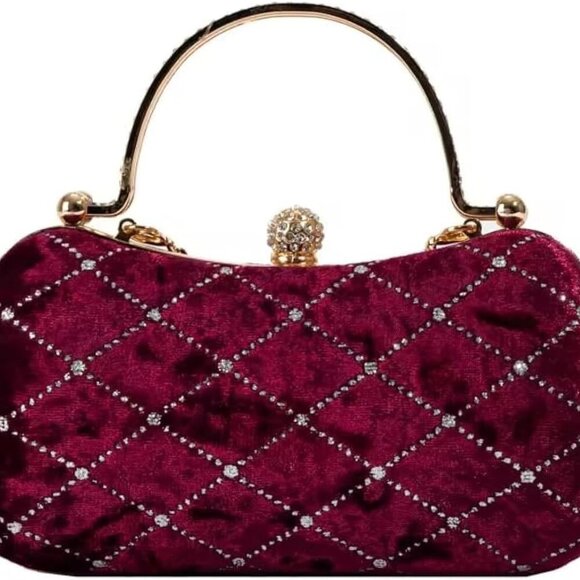Handbags - Velvet Evening Clutch Purse Women Solid Stylish Elegant Small Bag